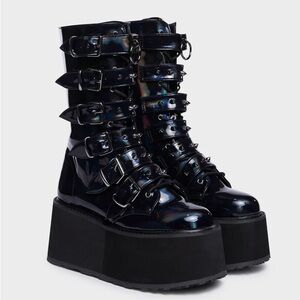 DEMONIA iridescent platform boots — Women’s 8